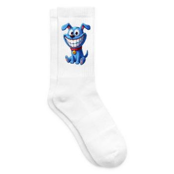 Verspielter Hund mit breitem Grinsen - Tennissocken - Weiß - Rechts