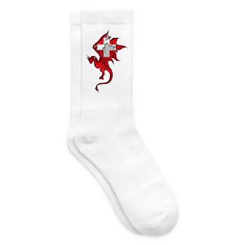 Flagge der Schweiz - Schweiz - Drachensilhouette - Tennissocken - Weiß - Rechts