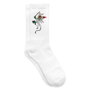 Drapeau du Mexique - Mexique - Silhouette de dragon - Chaussettes de tennis - blanc - Droite
