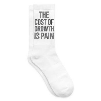 The Cost of Growth is Pain, Motivational Success  - Tennis socks - white - Right