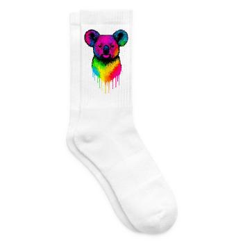 Rainbow Koala Neon Splatter - Tennis socks - white - Right