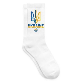 Dreizack-Wappen in Blau und Gelb - Tennissocken - Weiß - Rechts