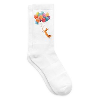 Fliegender Fuchs mit bunten Ballons - Tennissocken - Weiß - Rechts