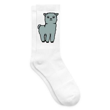 Mignon Alpaga Lama Animal Doux Moelleux Bande Dessinée - Chaussettes de tennis - blanc - Droite