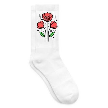 mohnblume-mohnblumen-minimalistisch-line-art-10 - Tennissocken - Weiß - Rechts