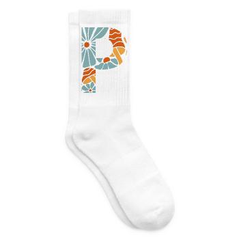 Letter p groovy flowers gift idea - Tennis socks - white - Right