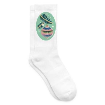 Ornement pastel avec branche de sapin - Chaussettes de tennis - blanc - Droite