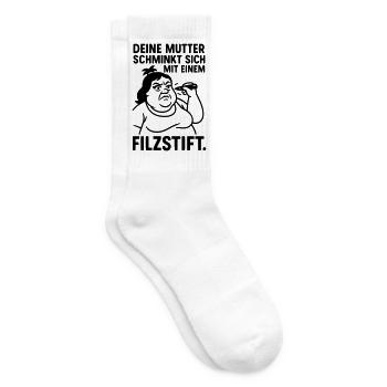 Ta blague de mère, maquillage stylo à pointe de feutre - Chaussettes de tennis - blanc - Droite