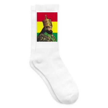 Haile Selassie I Jah Rastafari Rasta Reggae Roots - Tennis socks - white - Right