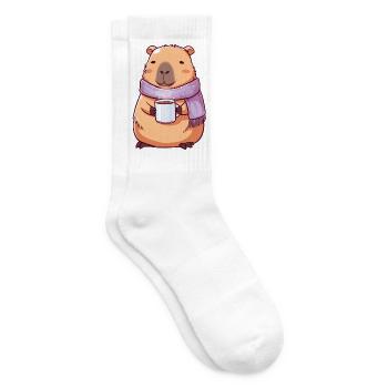 Gemütliche niedliche Kapybara – Kawaii-Tier - Tennissocken - Weiß - Rechts