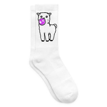 Llama Bubblegum Full Body Standing Frontal Cute Cool - Tennis socks - white - Right