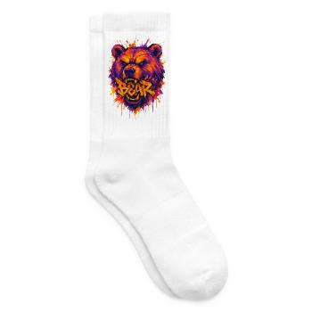 Grizzly Bear Graffiti Streetwear-Design - Tennissocken - Weiß - Rechts