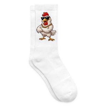 Poulet avec lunettes de soleil et chaîne en or - Chaussettes de tennis - blanc - Droite