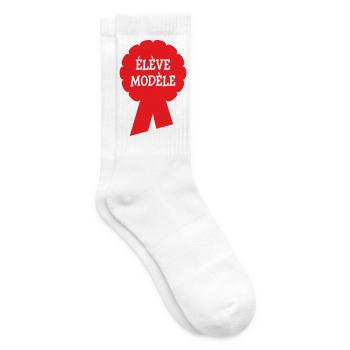 Badge Élève Modèle : Récompense Scolaire Vintage - Chaussettes de tennis - blanc - Droite