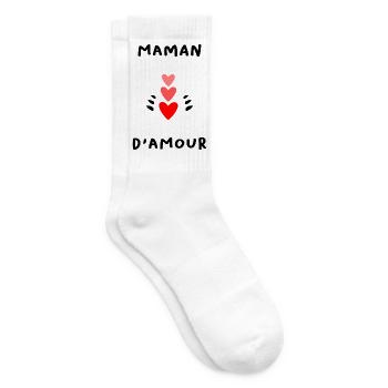 MAMAN. FÊTE DES MÈRES. COEUR. FÊTE. BONNE FÊTE - Chaussettes de tennis - blanc - Droite