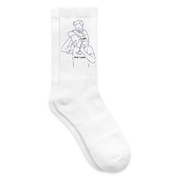 Father carrying child on shoulders - Tennis socks - white - Right
