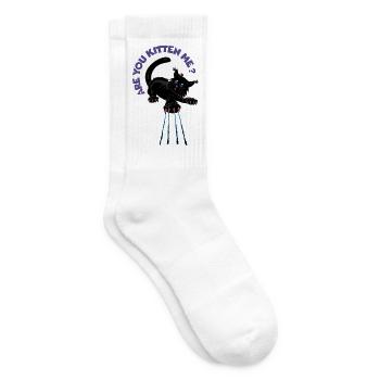 Willst du mich kätzchen? Verspielte Schwarze Katze - Tennissocken - Weiß - Rechts