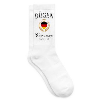 Rügen Deutschland Wappen Krone – Ostsee Reise - Tennissocken - Weiß - Rechts