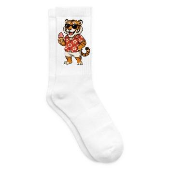 Hawaii-Tiger mit Eis-Sommerlook - Tennissocken - Weiß - Rechts