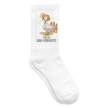 Zack Gans-Körperfoto Lustiges Gänse Motiv - Tennissocken - Weiß - Rechts