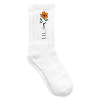 Blume orange in Weinflasche - Tennissocken - Weiß - Rechts