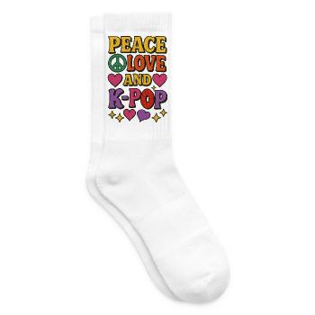 T-shirt rétro Peace Love K-Pop - Chaussettes de tennis - blanc - Droite