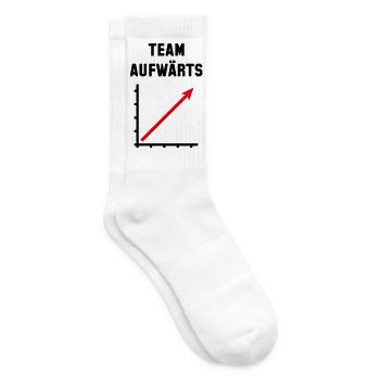 Team Aufwärts (Erfolg / Fortschritt / Rot 2C) - Tennissocken - Weiß - Rechts