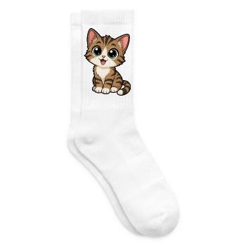 Cute Cat - Tennis socks - white - Right
