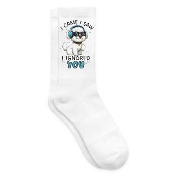 Cartoon Maltese I Came I Saw I Ignored You - Tennis socks - white - Right