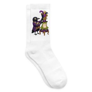 Rabe als Hutmacher mit Frosch im Zauberzylinder - Tennissocken - Weiß - Rechts