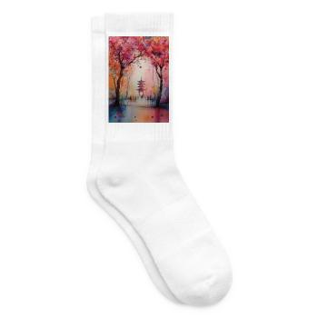 Herbstpagode in Blüte - Tennissocken - Weiß - Rechts