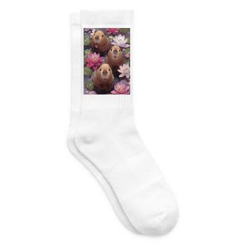 Three beavers among the water lilies - Tennis socks - white - Right