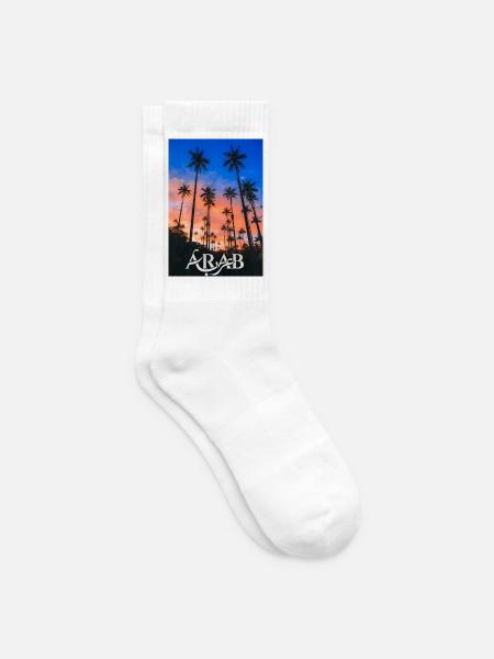 Palmenabend im Sonnenuntergang - Tennissocken - Weiß