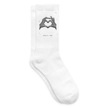 Black and White Heart Hand – Dark Valentine - Tennis socks - white - Right
