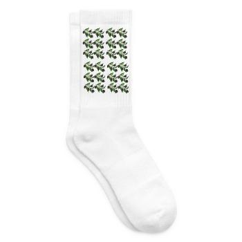 Olive Branches Pattern - Tennis socks - white - Right