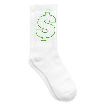 Neon Dollar Outline Design - Tennis socks - white - Right