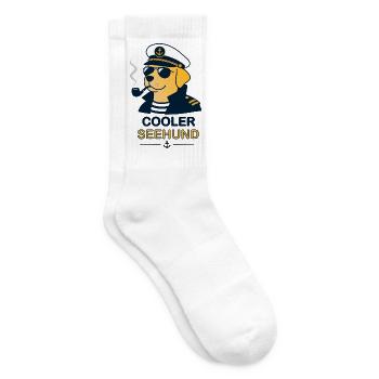 Cooler Seehund – Lustiger Segelhund - Tennissocken - Weiß - Rechts