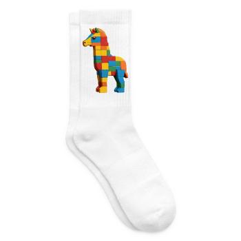 Buntes Bauklötze Pferd - Tennissocken - Weiß - Rechts