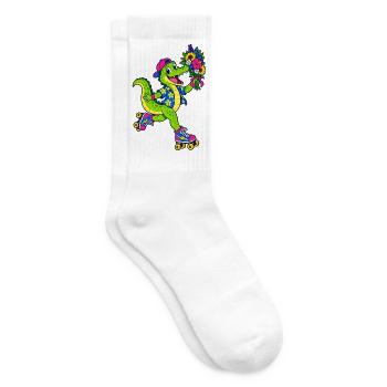 Rollschuh-Krokodil - Tennissocken - Weiß - Rechts