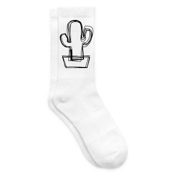 Kaktus handgezeichnet - Tennissocken - Weiß - Rechts