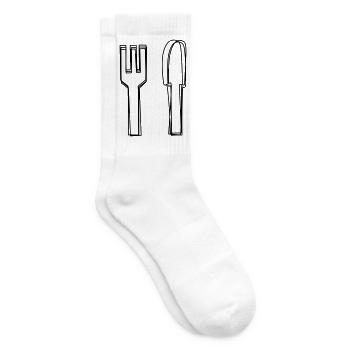 Besteck handgezeichnet - Tennissocken - Weiß - Rechts