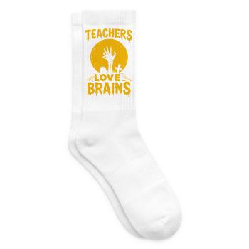 Lehrer lieben Brains Funny Halloween Teaching Gift - Tennissocken - Weiß - Rechts