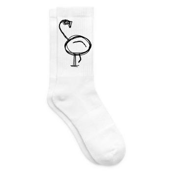 Flamingo handgezeichnet - Tennissocken - Weiß - Rechts