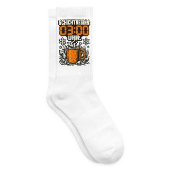 Schichtbeginn 03:00 Uhr Kaffee - Tennissocken - Weiß - Rechts