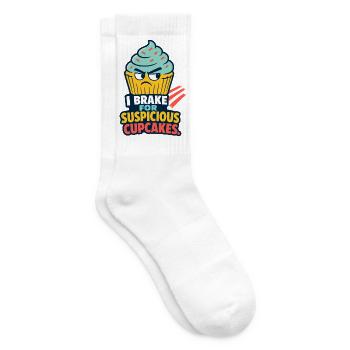 I Brake for Suspicious Cupcakes – Backhumor - Tennissocken - Weiß - Rechts
