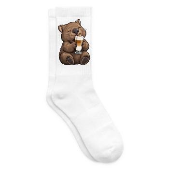 Wombat mit Latte Macchiato - Tennissocken - Weiß - Rechts