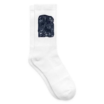 Vintage_Wild_Horses_Ink_Line_Art - Tennissocken - Weiß - Rechts