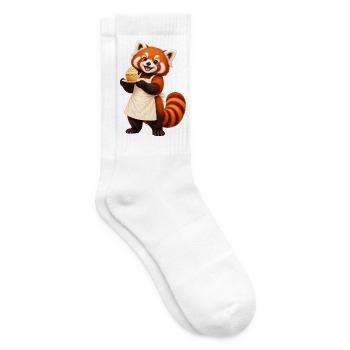 Red Panda Baker mit Cupcake - Tennissocken - Weiß - Rechts