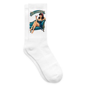 Rockabella Pin-Up: Life is wonderful Retro - Tennissocken - Weiß - Rechts