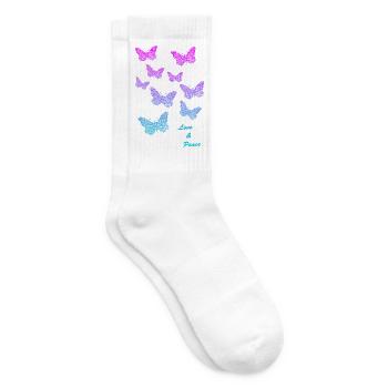 Schmetterlinge  Liebe Frieden - Tennissocken - Weiß - Rechts